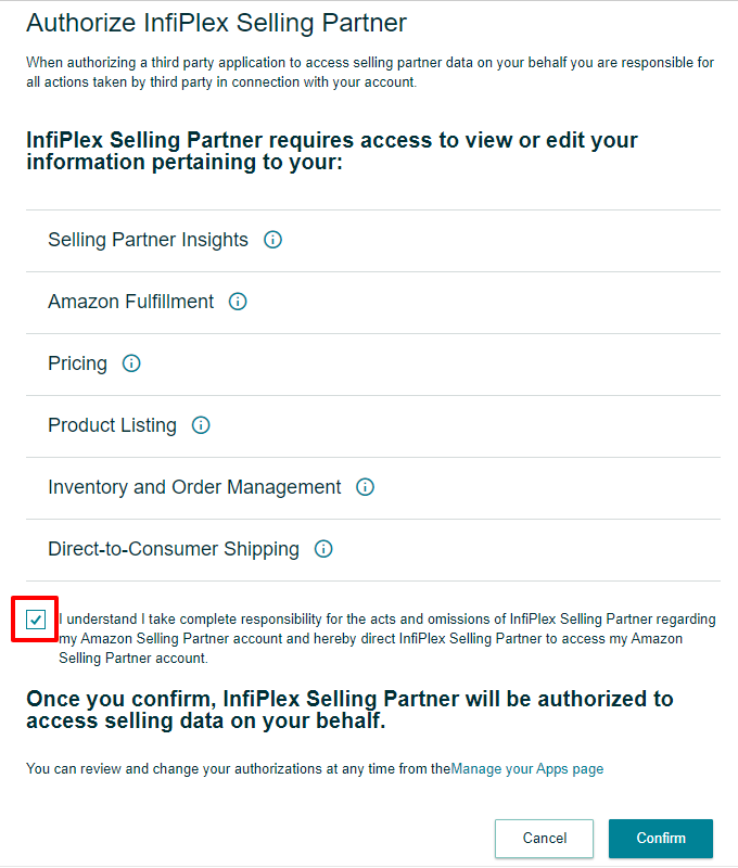 Authorize InfiPlex as an Amazon Selling Partner