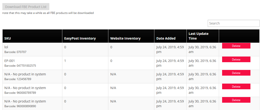 EasyPost Fulfillment - Product Listing
